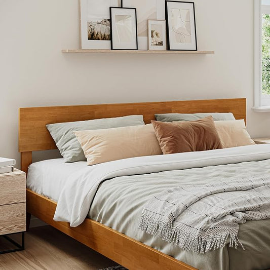 AFI, Orlando King Adjustable Modern Solid Wood Panel Headboard, Light Toffee