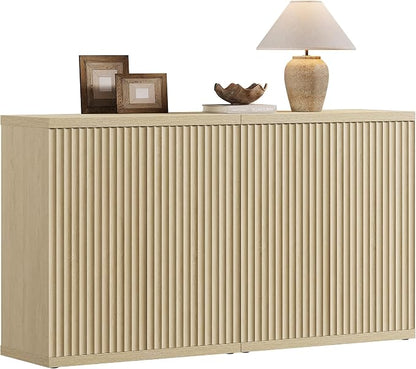 SICOTAS Buffet Cabinet with Storage Accent Sideboard Modern Credenza with Doors & Shelves Fluted Media Console Mid Century Coffee Bar Table for Living Room Kitchen Dining Room Hallway