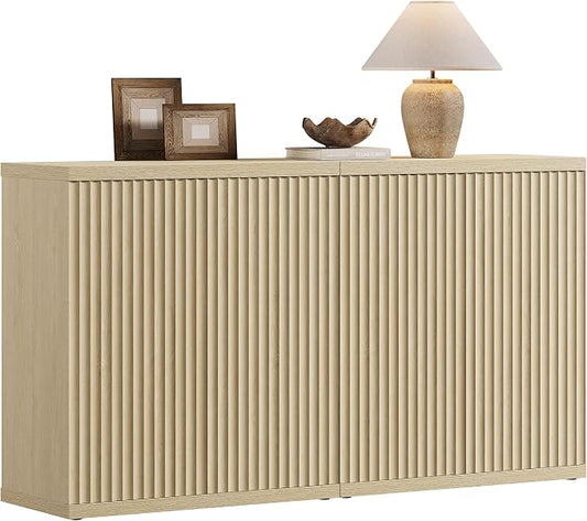 SICOTAS Buffet Cabinet with Storage Accent Sideboard Modern Credenza with Doors & Shelves Fluted Media Console Mid Century Coffee Bar Table for Living Room Kitchen Dining Room Hallway