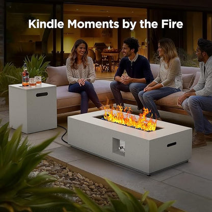 Ciays 43Inch Propane Fire Pit, 50000 BTU Outdoor Gas Fire Pit Table with CSA Certification, Glass Rocks, Rectangular Heater for Patio, Backyard, Deck, Balcony, with Waterproof Cover & Adjustable Legs