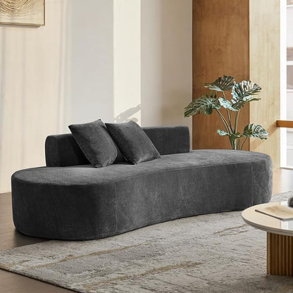 94.5" Modern Curved Sofa, 3-Seater Comfy Foam Couch with 2 Pillows, Frameless & No Assembly Required, Cloud Couch for Living Room, Charcoal
