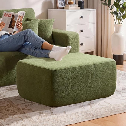 37" Plush Boneless Ottoman, Upholstered Cloud Footrest for Boneless Couch in a Box,Oversize Poufs for Living Room & Bedroom Sofa Ottoman,Comfy Seating with Dense Foam, Green (Cloud Velvet)