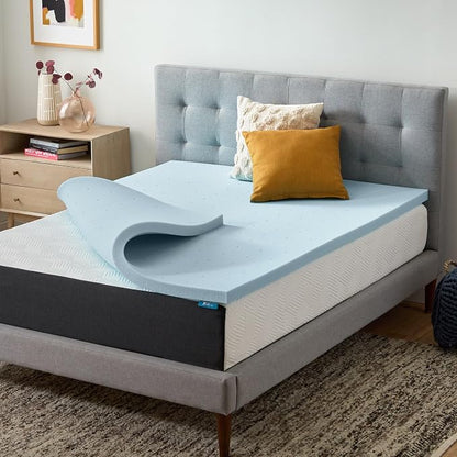 Lucid 2 Inch Memory Foam Mattress Topper, King Size – Cooling Gel Bed Topper – Pressure-Relieving Plush Feel – Ventilated Breathable Design – CertiPur Certified - Dorm Essentials