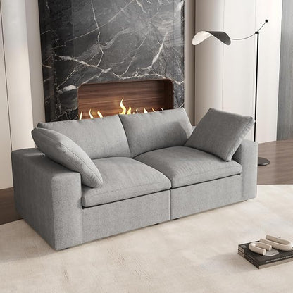 Cloud Modular Sectional Sofa Couch,80.3" Convertible Couches Lovesofa for Living Room,Minimalist Deep Sofa Couches,Sofa Covers Washable&Replaceable(Grey)
