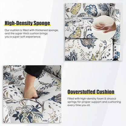 Upholstered Wingback Recliner Chair - Traditional Push Back Recliner Chair with Padded Seat, Fabric Floral Recliner Chair, Wingback Chair Small Recliners for Small Spaces