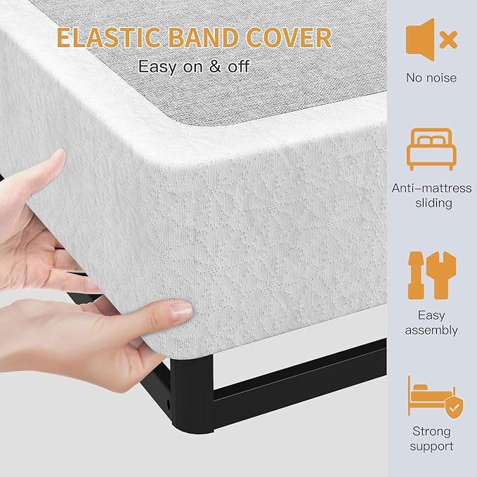 OSASET Twin XL Box Spring, 7 Inch Box Spring for Bed, 3500 lbs Heavy Duty Metal Frame Mattress Foundation with Fabric Cover, Easy Assembly-Noise Free