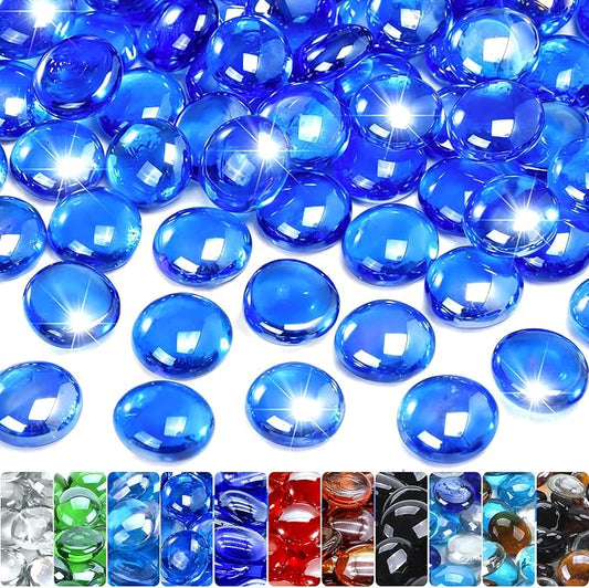 GasSaf Blue Fire Glass Beads for Outdoor Fire Pit, Fireplace, Replaces Existing Gas Logs & Lava Rocks, 3/4 Inch Glass(10 Pound)(Pacific Blue Reflective)