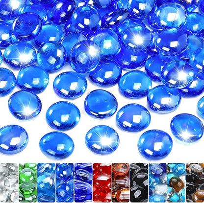 GasSaf Blue Fire Glass Beads for Outdoor Fire Pit, Fireplace, Replaces Existing Gas Logs & Lava Rocks, 3/4 Inch Glass(20 Pound)(Pacific Blue Reflective)