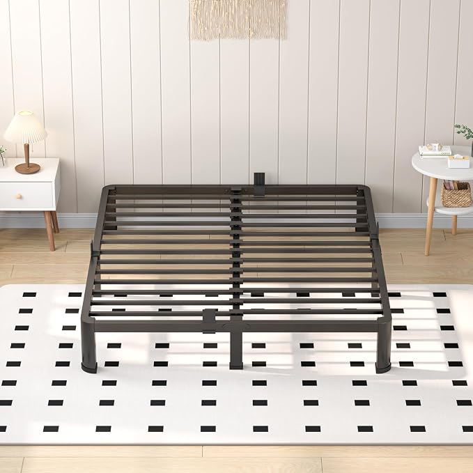 VIPSHOW 7 Inch Full Heavy Duty 3500 lbs Bed Frame with Round-Corner Legs & Anti-Squeak Design – Quick Assembly Metal Platform, No Box Spring Needed