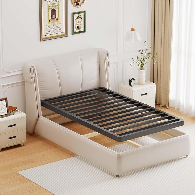 ROIL 2 Inch Twin Metal Box Spring Low Profile, Bunkie Board Bed Slat Replacement with Round Corners, 3500 lbs Capacity Heavy Duty Steel Slats, Easy Assembly, Noise Free