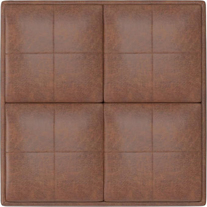 SIMPLIHOME Avalon Wide Contemporary Square Coffee Table Storage Ottoman, Distressed Umber Brown, Table Ottoman