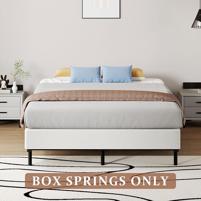 SHOANED 7 Inch Full Box Spring - Metal Frame Mattress Foundation Memory Foam Basics Bed Base Heavy Duty Box Springs No Noise, 3000lbs Max Weight Capacity