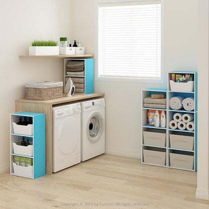 Furinno Luder Bookcase / Book / Storage, 2-Tier, Light Blue/White