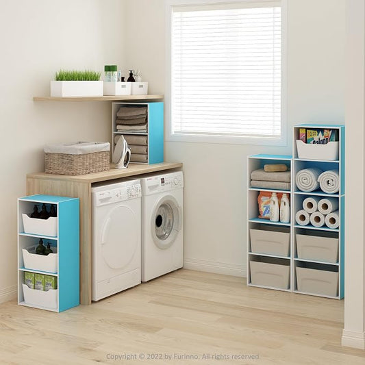 Furinno Luder Bookcase / Book / Storage, 2-Tier, Light Blue/White