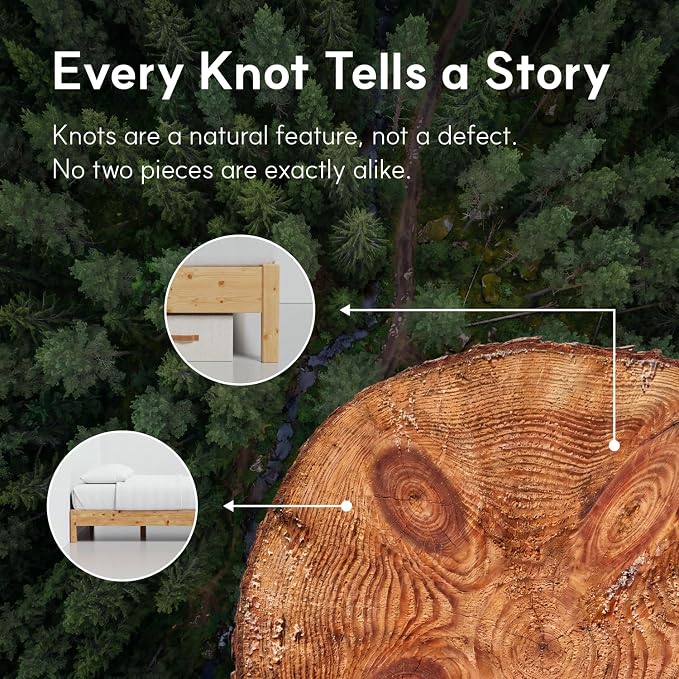 LIFEMENT Full Bed Frame Classic Wood Platform, Noise Free, Under Bed Storage, No Box Spring Needed, Easy Assembly, Natural Walnut
