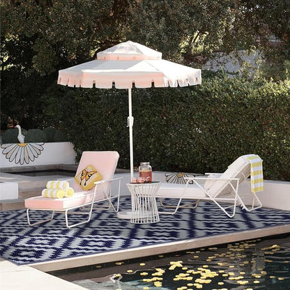 SAND MINE Reversible Mats, Plastic Straw Rug, Modern Area Rug, Large Floor Mat and Rug for Outdoors, RV, Patio, Backyard, Deck, Picnic, Beach, Trailer, Camping, Dark Blue & White, 4' x 6'