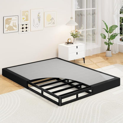 Awesofurni Box Spring for Queen Bed, 5 Inch Low Profile Queen Box Spring Only Bed Base, Heavy Duty Metal Frame Mattress Foundation with Fabric Cover, Easy Assembly-Noise Free