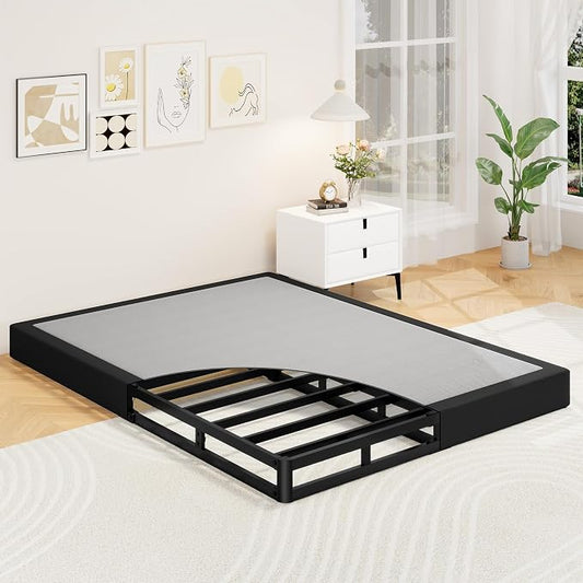Awesofurni Box Spring for Queen Bed, 5 Inch Low Profile Queen Box Spring Only Bed Base, Heavy Duty Metal Frame Mattress Foundation with Fabric Cover, Easy Assembly-Noise Free