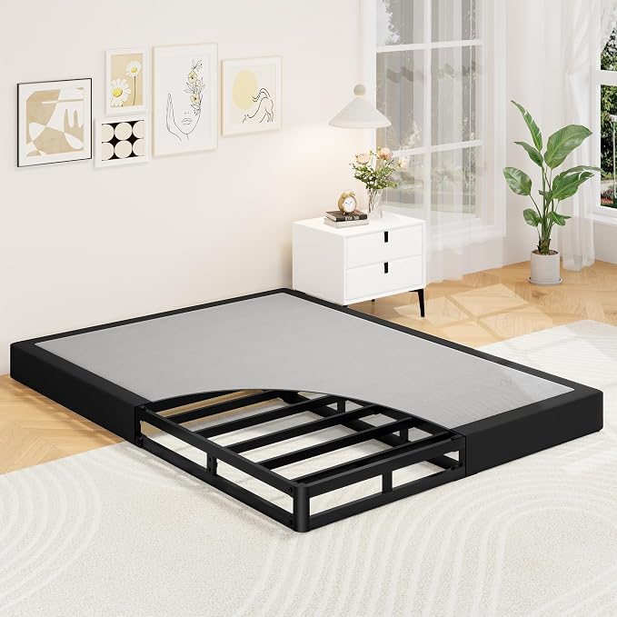 Awesofurni King Box Spring, 5 Inch Low Profile King Size Box Spring Only, Heavy Duty Metal Frame Mattress Foundation with Fabric Cover, Easy Assembly-Noise Free