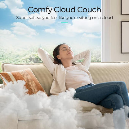 LINSY HOME 157'' Modular Sectional Sofa 4 Seat Couch Corduroy Cloud Couch with Deep Seat, Modern U-Shaped Cloud Couch with 2 Movable Ottoman for Living Room, Office, Bedroom, Beige
