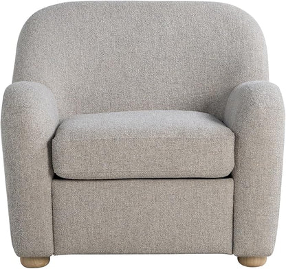 Studio Living® Jennifer 36.6" Arm Chair, Modern Style, Pocket Coil Comfort, Natural Wood Legs, Boucle Fabric, Pebble