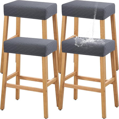 YISUN Stool Covers Rectangle - 4 Pack Stretch Waterproof Saddle Seat Cover Counter Bar Stools Bar Chairs Covers Kitchen Island Chairs Cushion Protector