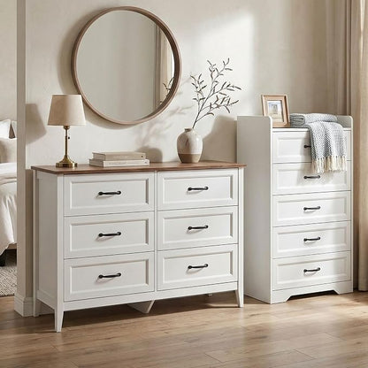 Gizoon 2-Piece Bedroom Furniture Set – Includes a 5 Drawer Dresser, a 6 Chest of Drawers,Modern Farmhouse Dresser Set, Ideal for Bedroom, Living Room