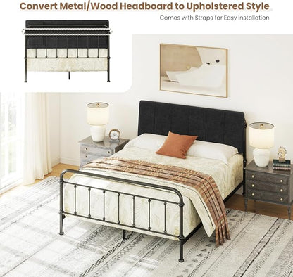 Full Size Headboard Only-No Assembly, Upholstered Headboard Full Size Linen Fabric Modern Style Headboards Extra-Thick, Black
