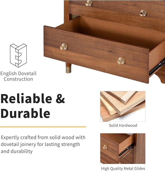 Furniture of America Forma Modern Solid Wood 4-Piece Bedroom Set with Storage Bed with LED Lights, Ball-Bearing Glide on Nightstand and Dresser with Mirror, No Box Spring Needed, King, Walnut