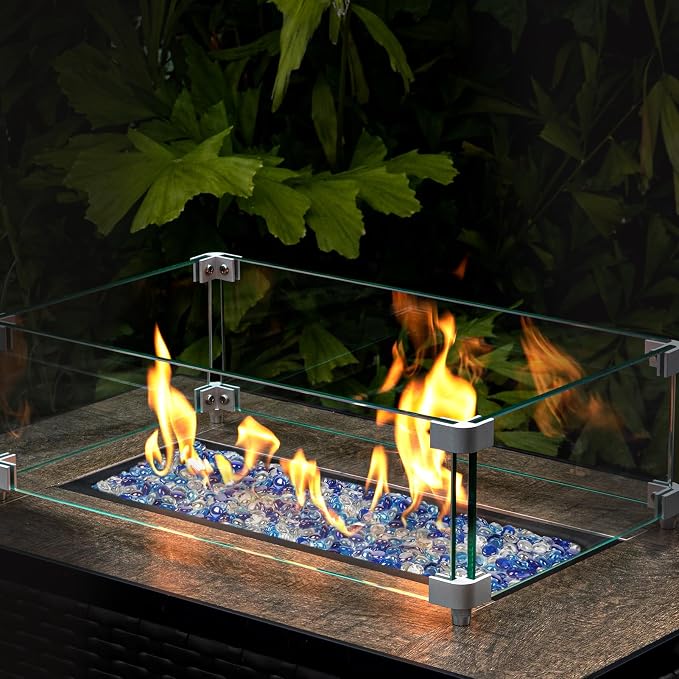 GASPRO 10 lbs Fire Pit Glass for Propane Fire Pit, 3/4 Inch Fire Glass Beads for Fireplace Fire Pit Table, Glass Rocks for Landscaping- Mixed Colors