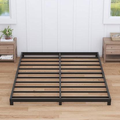 Nailsong 3 Inch Bed Frame Full Low Profile, Full Size Metal Bed Frame No Box Spring Needed, Heavy Duty Metal, Easy Assembly, Black