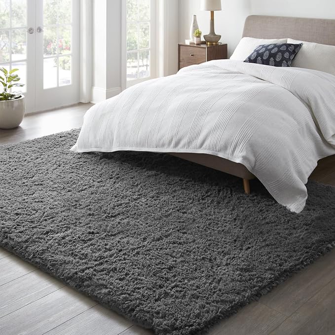 Ophanie 6x9 Area Rugs,Upgrade Non-Slip Fluffy Soft Rugs for Living Room,Large Shag Grey Fuzzy Plush Rug,Gray Shaggy Big Carpets for Bedroom,Kids Boys Girls Dorm Decor with Over 99 pcs Pile fibers