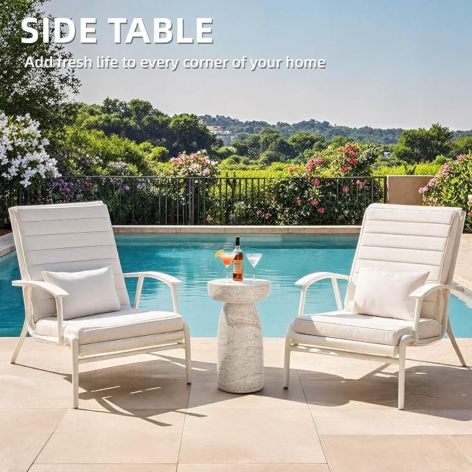 Outdoor Side Table Pedestal, 24" Modern Geometric Accent Coffee Table | Decorative Patio Table for Balcony & Porch, Space-Saving for Small Areas,Planter Stand for Garden or Living Room