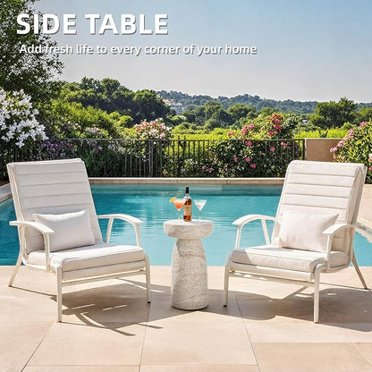 24" Side Table Outdoor, Large Modern Geometric End Table | Multi-Functional Coffee Table Doubles as Planter Stand for Garden, Balcony, or Porch. Decorative Pedestal Design