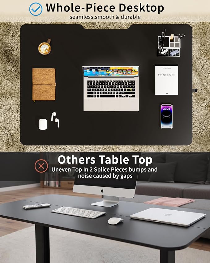Okin Small Electric Standing Desk, 36 x 24 Inches Whole Piece Height Adjustable Desk, Black Sit to Stand Desks Computer Workstation with Wheels for Home Office
