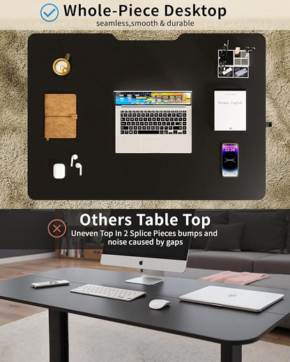 Okin Small Electric Standing Desk, 36 x 24 Inches Whole Piece Height Adjustable Desk, Black Sit to Stand Desks Computer Workstation with Wheels for Home Office