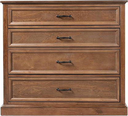 Harper & Bright Designs 4 Piece Bedroom Set, Farmhouse Queen Size Bedroom Furniture Sets with Wooden Platform Bed Frame, Bedroom Furniture Sets with 2 Storage Nightstands and Dresser, Walnut
