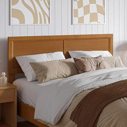 AFI, Sophia Adjustable Modern Full Wood Headboard, Light Toffee