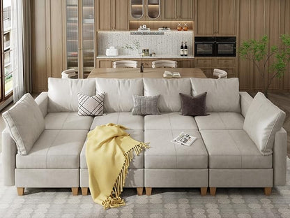 EASE MOOSE Modular Sofa Sectional Couch with Storage Ottomans,U Shaped Faux Leather Sectional Modular Couch