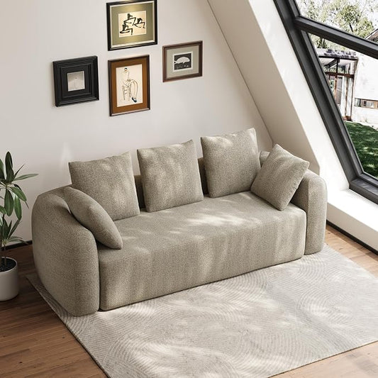 Curved Modern Couch Sofa,Boneless Couch， Modern 3 Seater Cloud Couch,Deep Seat