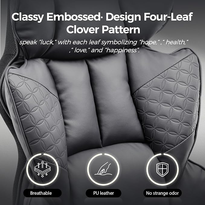 GTPLAYER Big and Tall Gaming Chair 400lbs Heavy Duty Office Chair with Foot Rest & Ergonomic Pocket Spring Lumbar Support, High Back 3D Saddle Shaped Cushion for Back Pain Relief, Grey