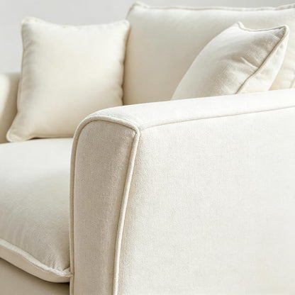 ERYE 46.9" Chenille Upholstered Accent Chair Wide Seat for Living Room Bedroom, Modern Leisure Cushion Armchair W/ 2 Pillows and Removable Cover for Home Apartment Office