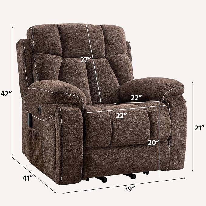CANMOV Power Lift Recliner Massage Heat Heavy Duty Reclining 2 Cup Holders