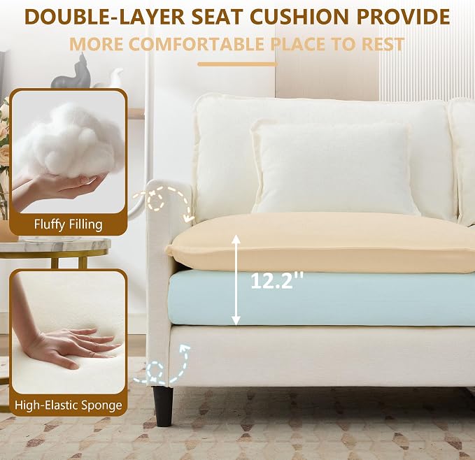 113" Chenille Modular Sectional Sofa (Chenille Beige, Single Seat with Ottoman)