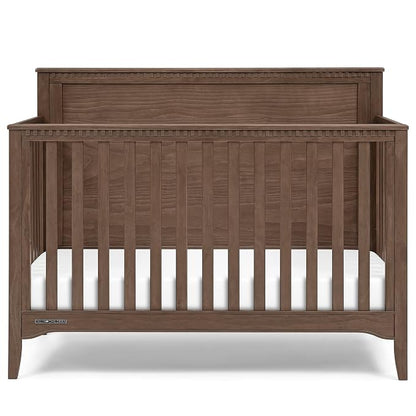 Delta Children Kendall 6-in1 Convertible Crib - Converts from Baby Crib to Toddler Bed, Daybed, Sofa Bed and Full-Size Bed with and Without Footboard, Fits Full-Size Crib Mattress, Teak Brown