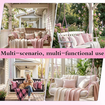 Heavy Duty Porch Swing Hanging Chain Kit (2 Pack) 1500 Lbs Capacity, Up to 7.1ft Length- Rustproof Zinc-Plated, 4 Quick Links & 2 Y-Chain Assemblies, Indoor/Outdoor Hanging Hardware(Pink)
