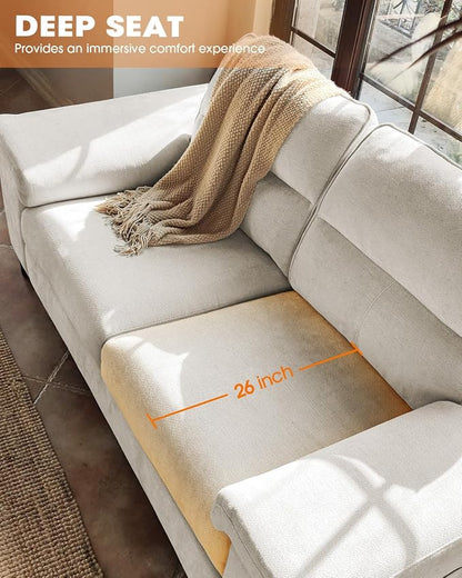 71.25" L Shaped Sectional Couches for Living Room, Deep Seat Sofa with Big Storage Ottoman & 8”Cushion, Comfy 2-Seater Chenille Loveseat, Convertible Armrest, Removable Cover for Small Space(Beige)