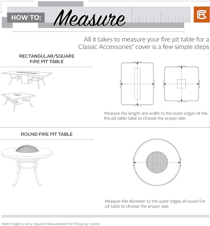 Classic Accessories Veranda Water-Resistant 56 Inch Round Fire Pit Table Cover, Outdoor Firepit Cover