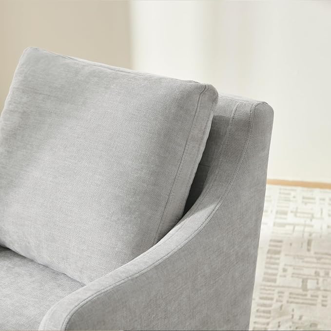 VKNOW Upholstered Dining Chairs Set of 4, Modern Kitchen Chairs Dinner Chairs with 4 Casters, Chenille Armchair for Bedroom Reading Room Living Room, Light Grey