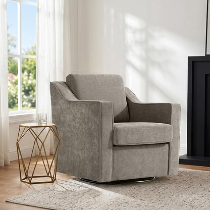 Swivel Accent Chair Set of 2, Modern Round Barrel Arm Chair for Living Room, Bedroom, Comfy Club Reading Chairs for Adults, Chenille Sand